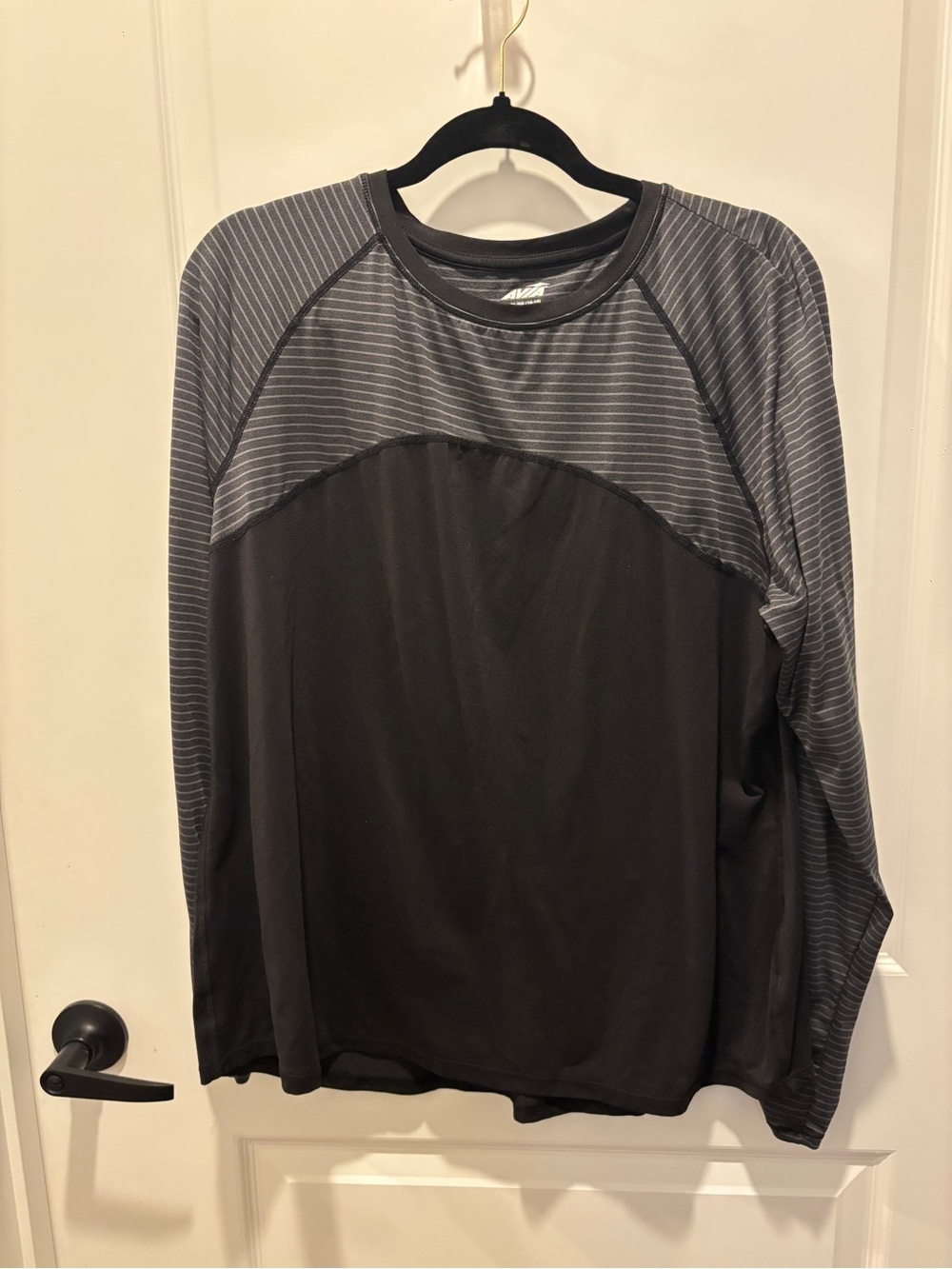 Avia Women's Long Sleeve Athletic Top - Black and Gray + White and Gray
